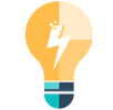 Light bulb with a lightning bolt in HubSpot style, representing a bright idea and the creative thinking behind how to create a company newsletter using a professional email delivery service like HubSpot.