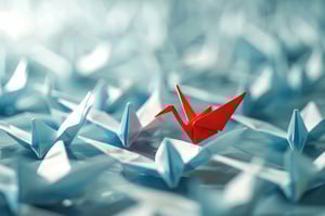 origami-crane-standing-out-paper-planes-representing-uniqueness-delicate-art-leadership