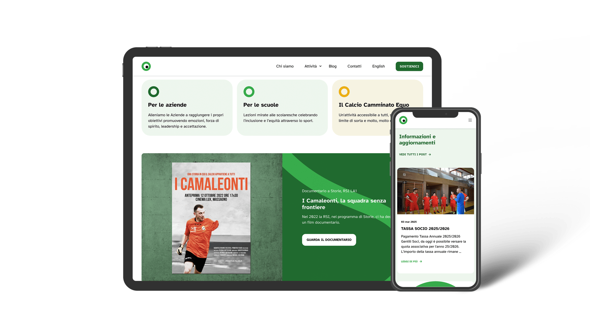 Sito web responsive dell'associazione camaleonti su Tablet e Smartphone Sito web responsive dell'associazione camaleonti su Tablet e Smartphone