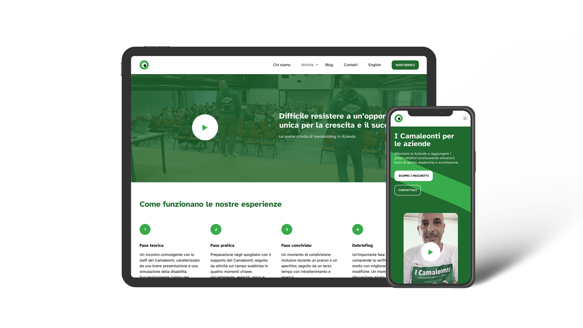 Sito web responsive dell'associazione camaleonti su Tablet e Smartphone Sito web responsive dell'associazione camaleonti su Tablet e Smartphone