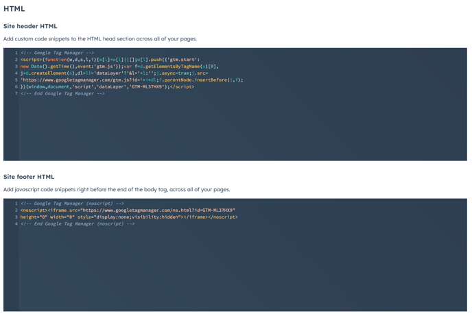 Codici google tag manager in hubspot