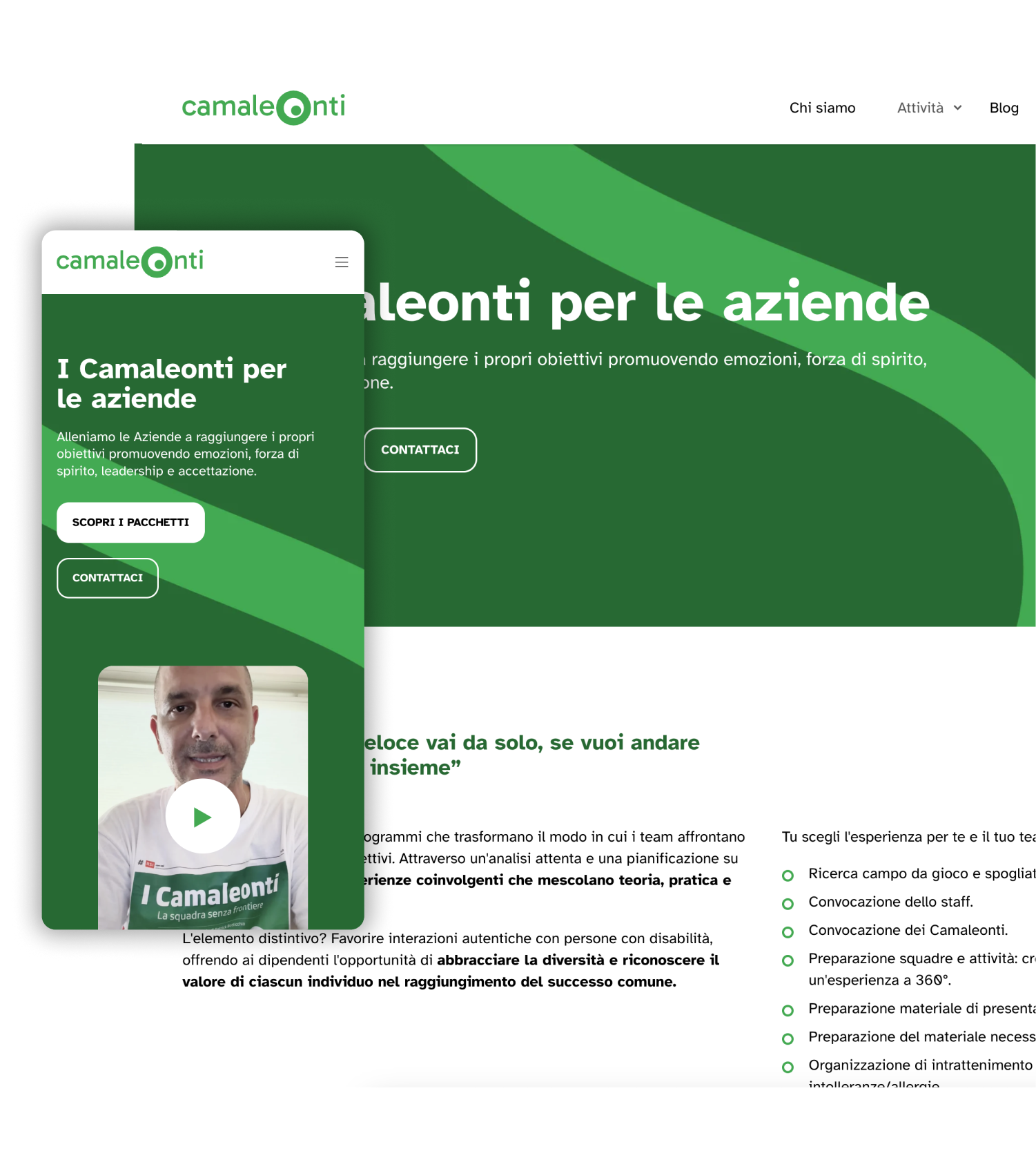 Sito web responsive dell'associazione camaleonti su Tablet e Smartphone Sito web responsive dell'associazione camaleonti su Tablet e Smartphone