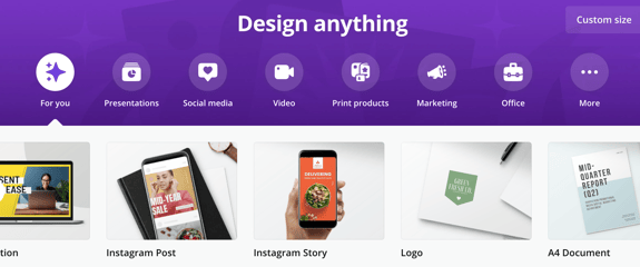 canva homepage