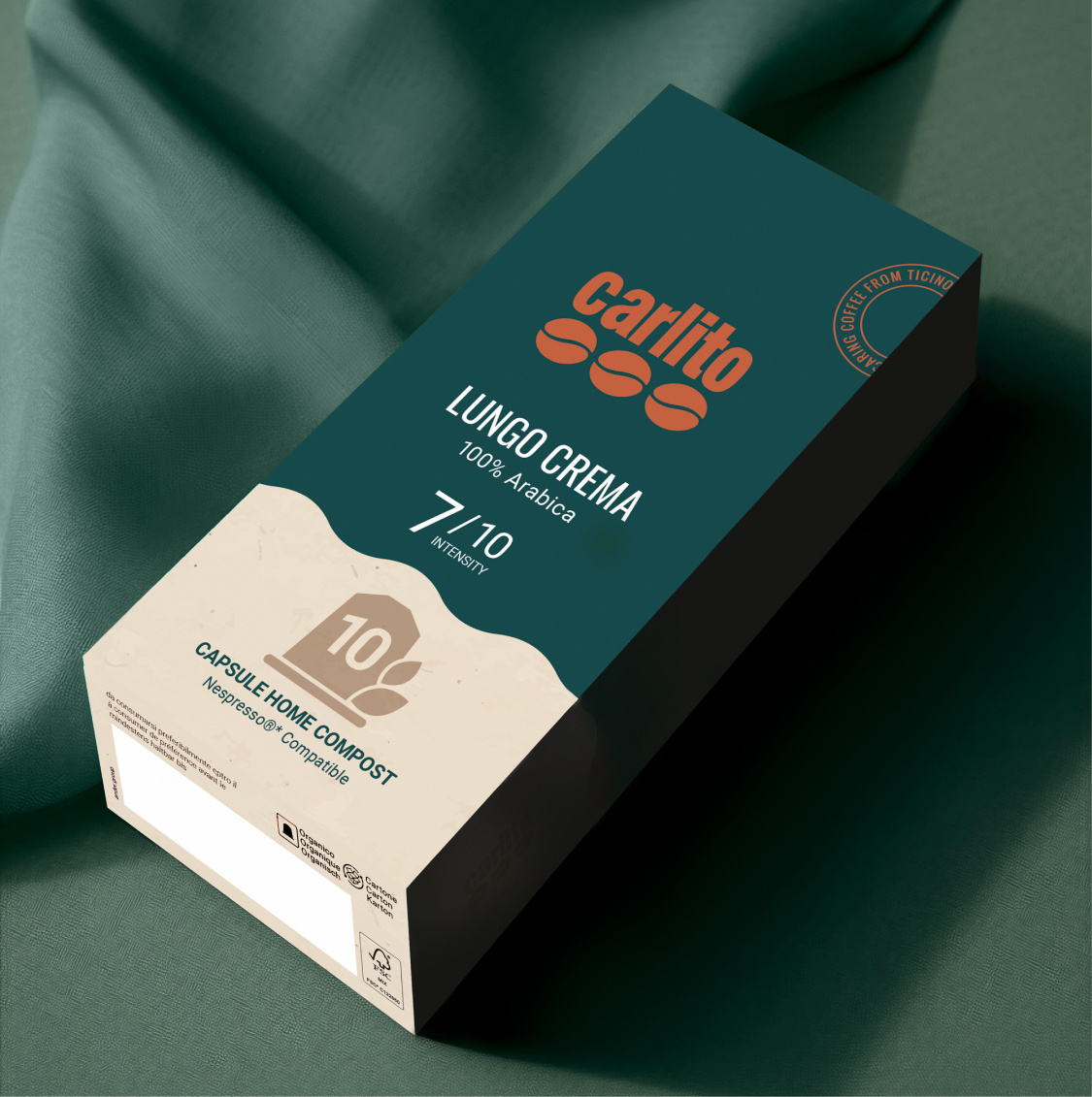 Packaging cialde lungo crema Caffè Carlito