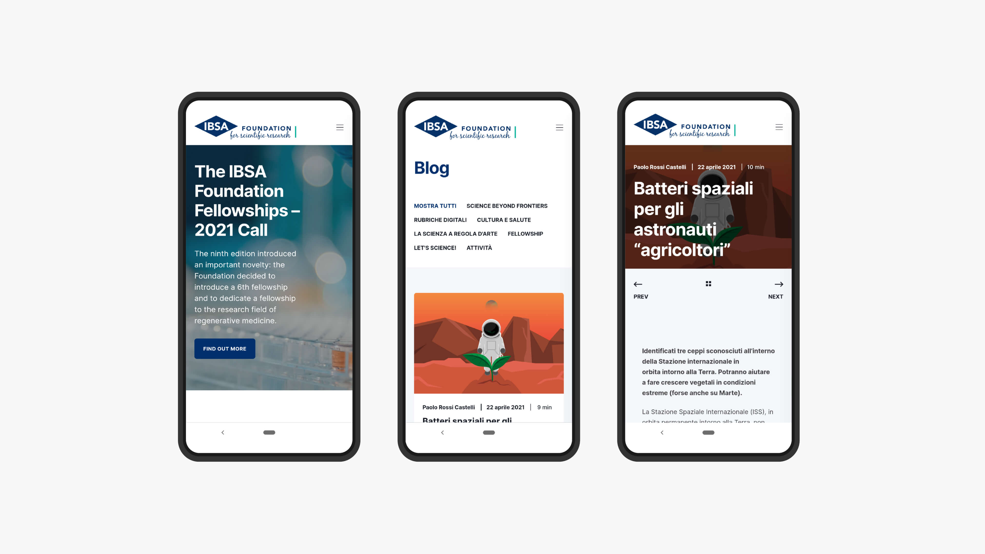 Schermate mobile - Fellowship e Blog Schermate mobile - Fellowship e Blog
